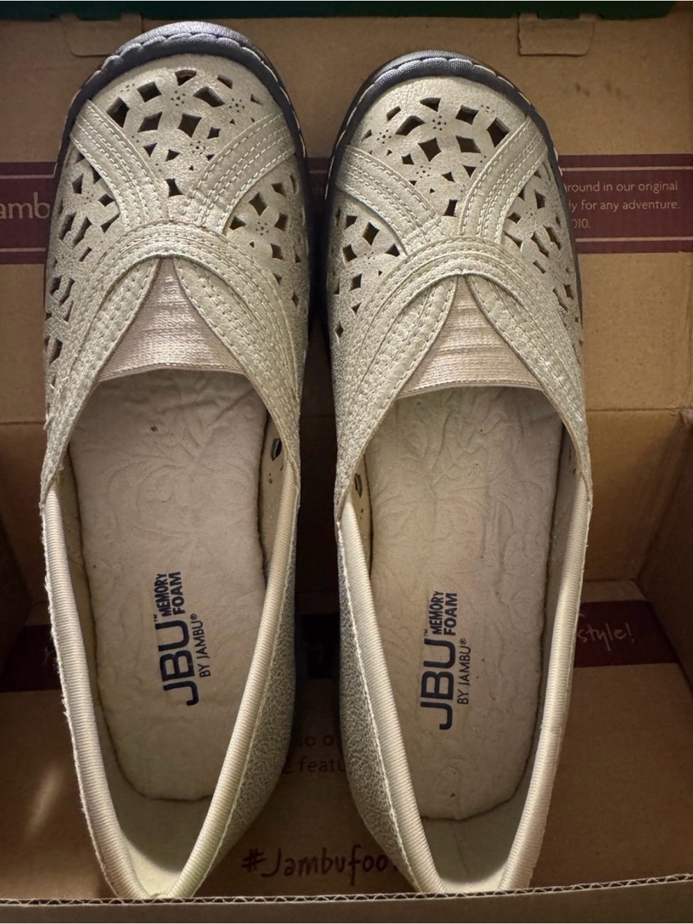 JBU Women's Champagne Metallic Slip-On Flats